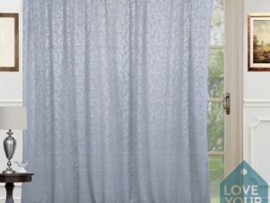 Έτοιμη ραμμένη κουρτίνα με τρέσα (2.80x2.80)-Δαντέλα με σχέδιο γκρί N01