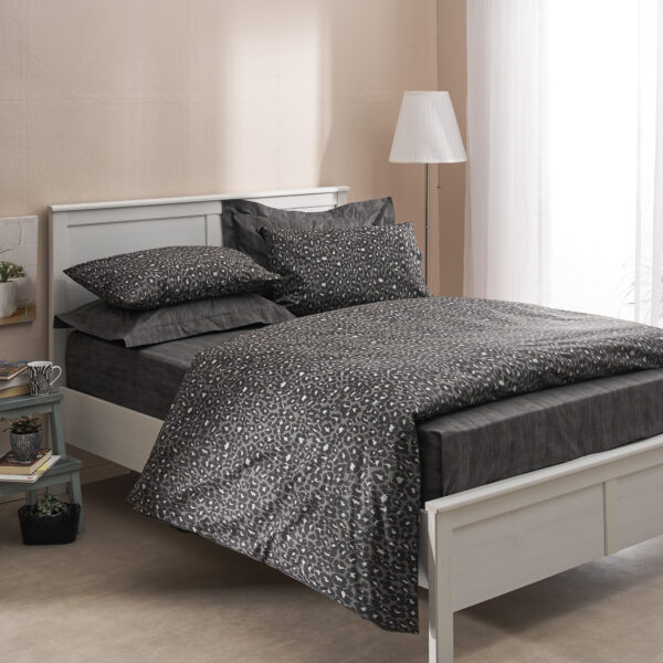 Σεντόνι King Size Salonica σχ Λεοπάρ (μαύρο) 240 x 260