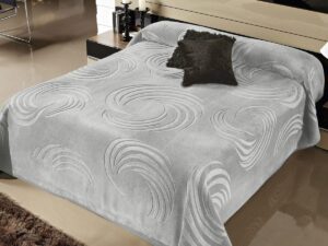 Κουβέρτα ανάγλυφη βελουτέ Linea Home Spin Silk Touch Γκρί Ανοιχτό