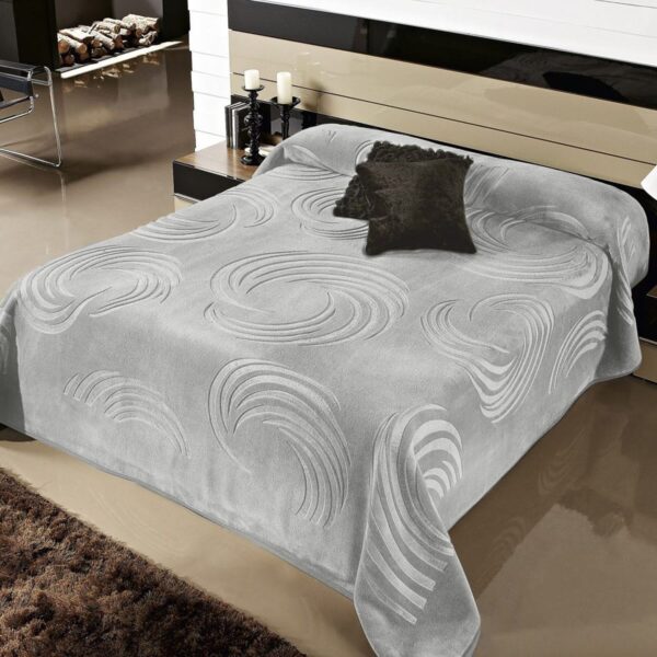 Κουβέρτα ανάγλυφη βελουτέ Linea Home Spin Silk Touch Γκρί Ανοιχτό