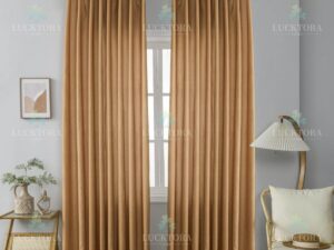 Έτοιμη ραμμένη κουρτίνα με τρέσα (2.80×2.80)- Τραπαρια μονόχρωμη T81- Πορτοκαλί