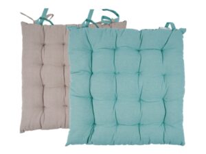 Μαξιλάρι καρέκλας Σχ.Duo 40x40cm διπλής όψης aqua/l.grey 100% βαμβ.