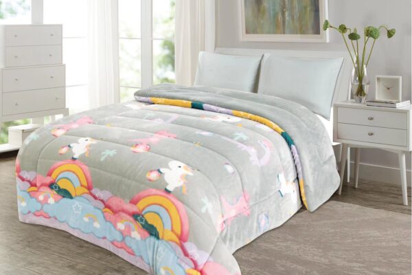 Παιδικό Κουβερτοπάπλωμα Flannel με κάτω όψη sherpa Σχ.Unicorn