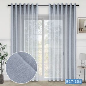 Έτοιμη ραμμένη κουρτίνα με κρίκους (2.80x2.70)-Γάζα ημίλινη μονόχρωμη γκρί ανοιχτό K01-B