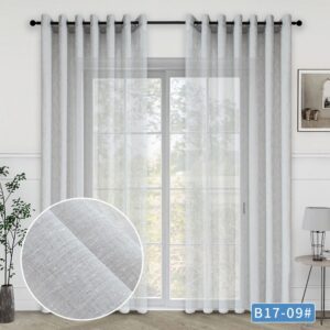Έτοιμη ραμμένη κουρτίνα με κρίκους (2.80x2.70)-Γάζα ημίλινη μονόχρωμη γκρί ανοιχτό K01
