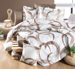 Σετ Σεντόνια Linea Home Μονό σχ.Stroke μόκα