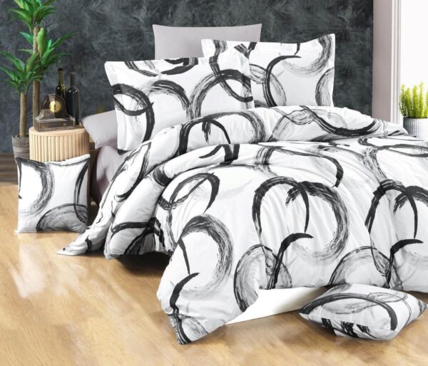 Σετ Σεντόνια Linea Home Υπέρδιπλο σχ.Stroke μαύρο