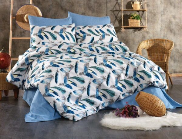 Σετ Σεντόνια Linea Home King Size σχ.Boheme μπλέ