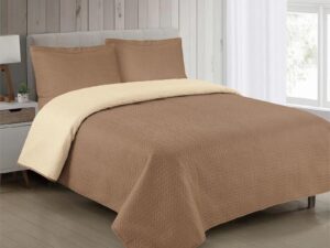 Κουβερλί διπλής όψης μονόχρωμο 160x220 Κρέμ/καφέ