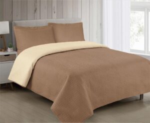 Κουβερλί διπλής όψης μονόχρωμο 160x220 Κρέμ/καφέ