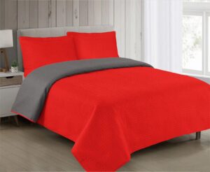 Κουβερλί διπλής όψης μονόχρωμο 160x220 Γκρί/κόκκινο