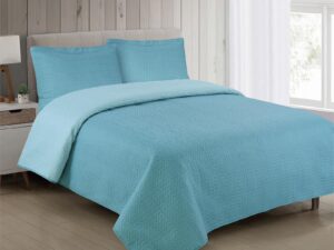 Κουβερλί διπλής όψης μονόχρωμο 160x220 Άκουα/Τιρκουάζ