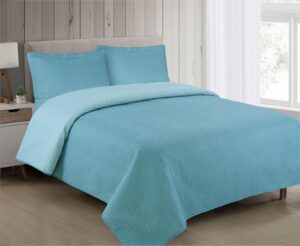 Κουβερλί διπλής όψης μονόχρωμο 160x220 Άκουα/Τιρκουάζ