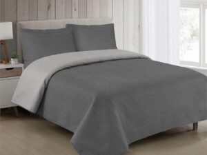 Κουβερλί διπλής όψης μονόχρωμο 160x220 Γκρί/γκρί σκούρο