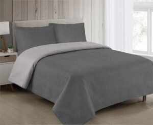Κουβερλί διπλής όψης μονόχρωμο 160x220 Γκρί/γκρί σκούρο