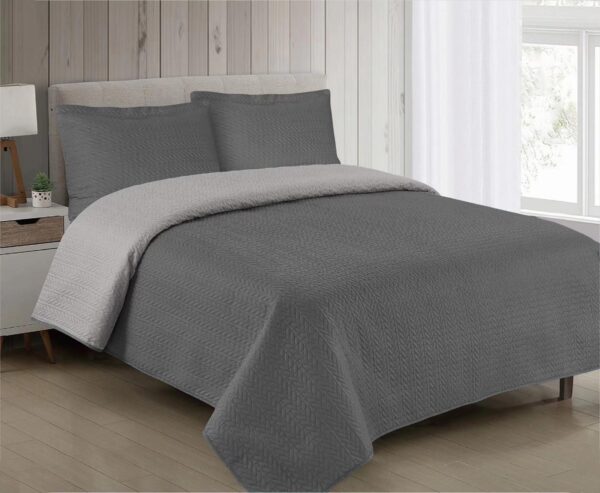Κουβερλί διπλής όψης μονόχρωμο 160x220 Γκρί/γκρί σκούρο