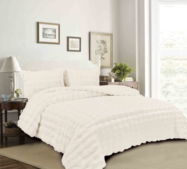 Γούνινο Κουβερτοπάπλωμα King Size Fur Quilts Κρέμ