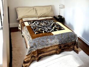 Κουβέρτα εμπριμέ βελουτέ Brown 220x240