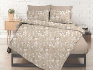 Σετ σεντόνια King Size εμπριμέ Σχ. Flower Beige poly/cotton