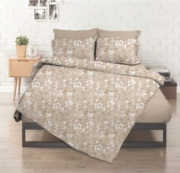 Σετ σεντόνια King Size εμπριμέ Σχ. Flower Beige poly/cotton
