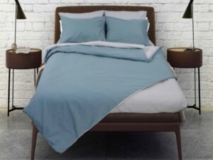 Σετ σεντόνια Rainbow King Size μονόχρωμα Blue-Ice grey poly/cotton 144 κλωστών