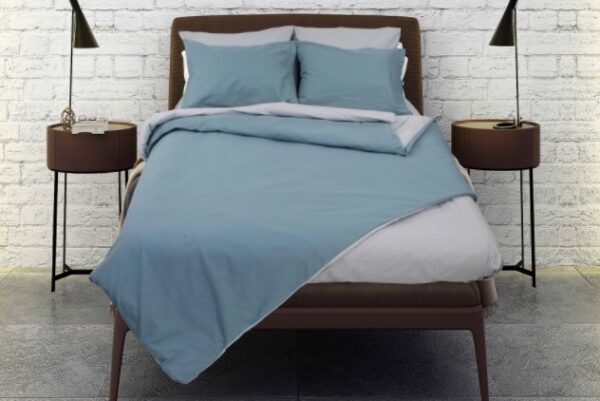 Σετ σεντόνια Rainbow King Size μονόχρωμα Blue-Ice grey poly/cotton 144 κλωστών