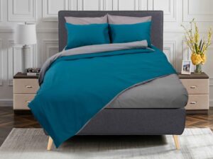 Σετ σεντόνια Rainbow King Size μονόχρωμα Emerald-Grey poly/cotton 144 κλωστών