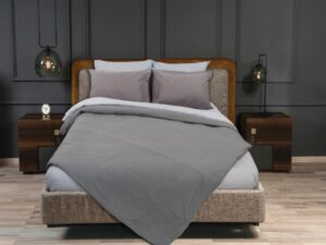 Σετ σεντόνια Rainbow King Size μονόχρωμα Grey-Ice grey poly/cotton 144 κλωστών