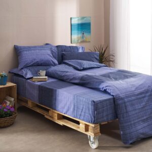 Σεντόνι King Size Salonica σχ.Σαντορίνη (μπλε) 240 x 260