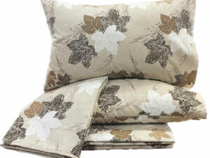 Σετ Σεντόνια Linea Home Διπλό σχ. Leaves Μπέζ 200 x 240