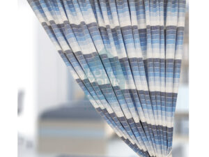 Έτοιμη ραμμένη κουρτίνα με τρέσα (2.80x2.80)- Γάζα με σχέδιο ρήγα μπλέ/γαλάζιο ημιδιάφανη G90
