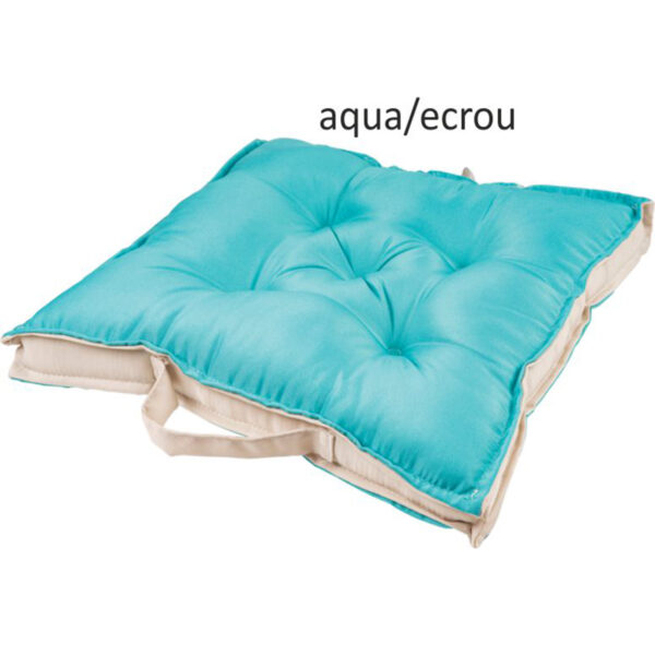 Μαξιλάρι καρέκλας Σχ.Oxford 40x40cm διπλής όψης aqua/ecrou 100% πολ.