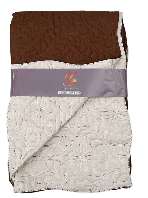 Καλοκαιρινό Κουβερλί Διπλής Όψης 100% microfiber 160x220 Καφέ Ανοιχτό/Κρέμ