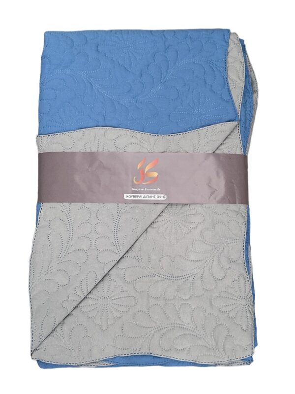 Καλοκαιρινό Κουβερλί Διπλής Όψης 100% microfiber 160x220 Γαλάζιο/Γκρί Ανοιχτό