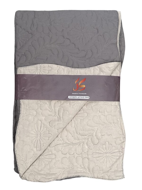 Καλοκαιρινό Κουβερλί Διπλής Όψης 100% microfiber 160x220 Γκρί/Κρέμ
