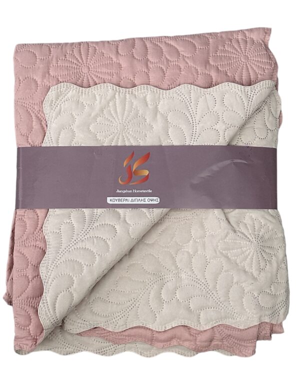 Καλοκαιρινό Κουβερλί Διπλής Όψης 100% microfiber 200x220 Ρόζ/Κρέμ