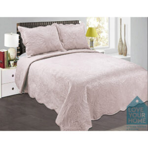 Σετ υπέρδιπλο κουβερλί Giorgio Super Soft βελουτέ 220x240  μπέζ