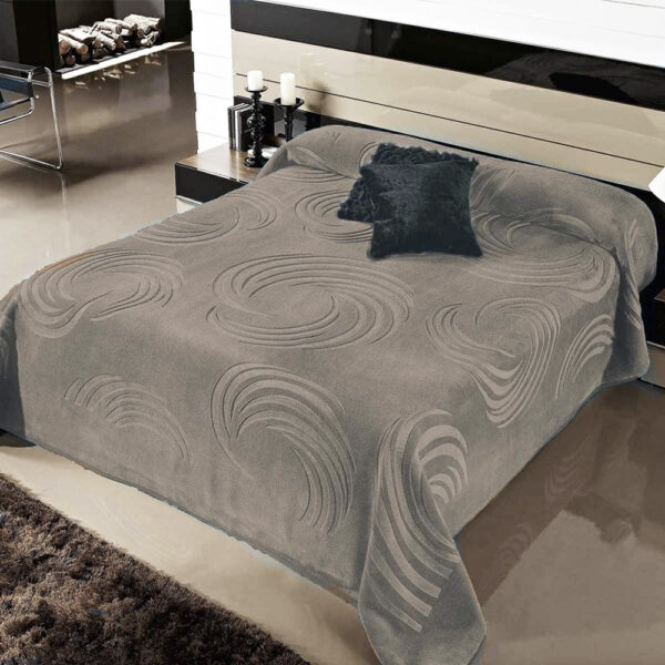 Κουβέρτα ανάγλυφη βελουτέ Linea Home Spin Silk Touch Μόκα