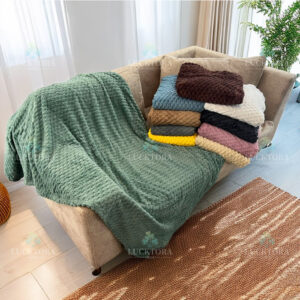 Κουβέρτα Fleece Ζιγκ Ζαγκ  Σε Δυο Διαστάσεις Φυστικί