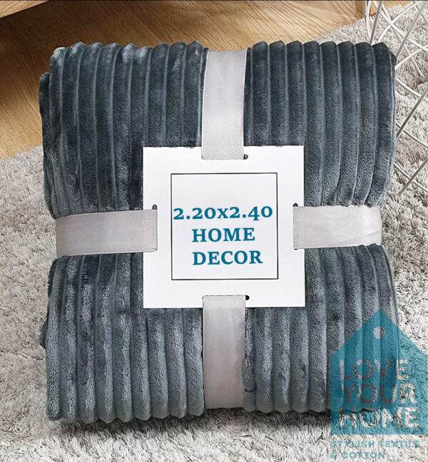 Κουβέρτα Fleece ανάγλυφη υπέρδιπλη 220x240 Γκρί Σκούρο