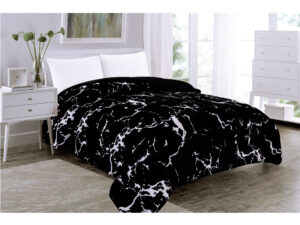 Κουβερτοπάπλωμα Flannel Υπέρδιπλο Ισοθερμικό Marble Μαύρο