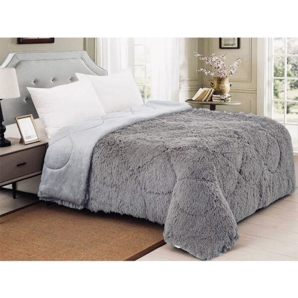 Κουβερτοπάπλωμα γούνινο Hairy  γκρί Linea Home