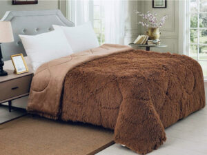Κουβερτοπάπλωμα γούνινο Hairy  μόκα Linea Home