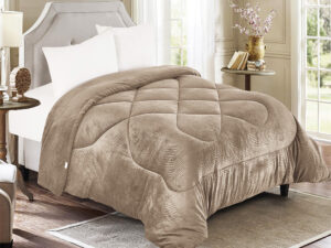 Κουβερτοπάπλωμα Flannel Υπέρδιπλο Ισοθερμικό Linea Home Minos 220x240 Μπέζ