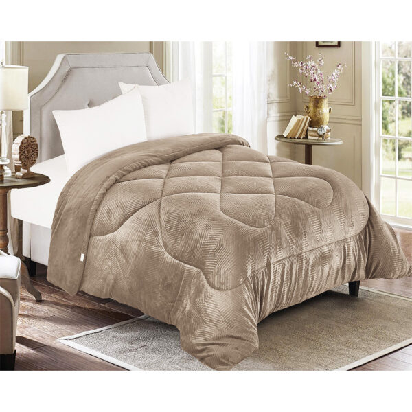 Κουβερτοπάπλωμα Flannel Υπέρδιπλο Ισοθερμικό Linea Home Minos 220x240 Μπέζ