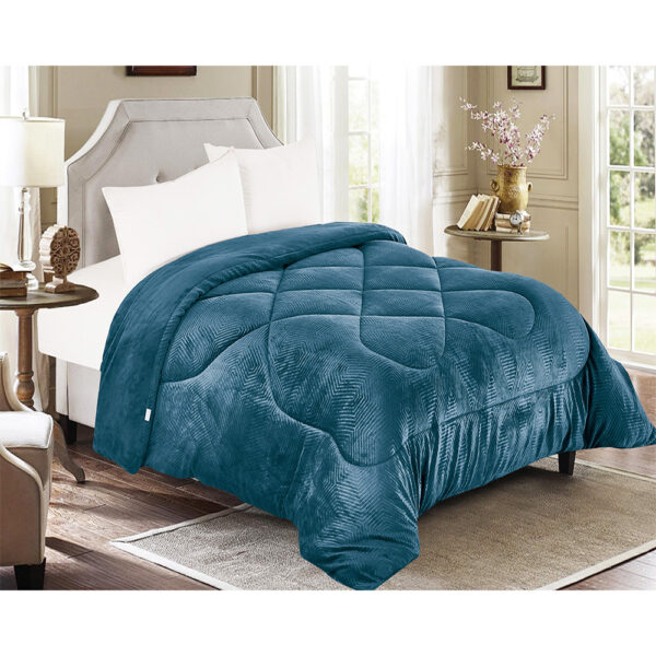Κουβερτοπάπλωμα Flannel Υπέρδιπλο Ισοθερμικό Linea Home Minos 220x240 Πετρόλ