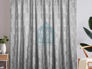 Έτοιμη ραμμένη κουρτίνα με τρέσα (2.80x2.80)- Τραπαρια ζακάρ γκρί  T122