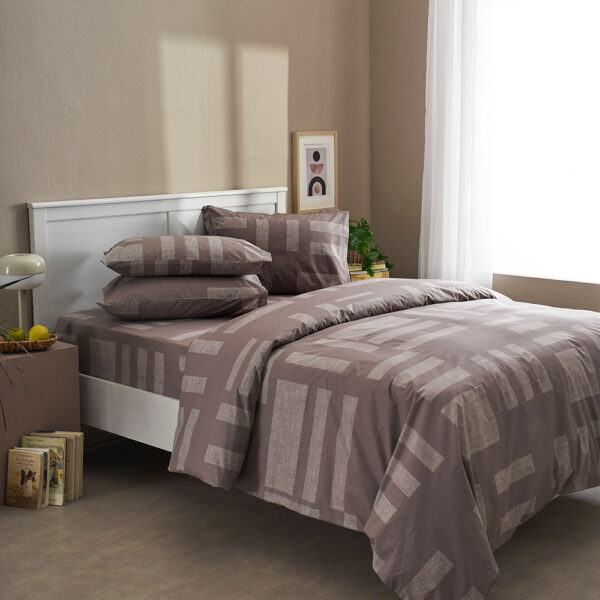 Σεντόνι King Size Salonica σχ Tetris μπέζ 240 x 260