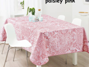 Τραπεζομάντηλο αλέκιαστο Σχ. Paisley pink 100%pol.