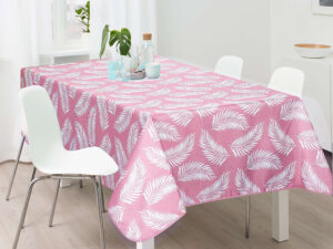 Τραπεζομάντηλο αλέκιαστο Σχ. Palm pink 100%pol.